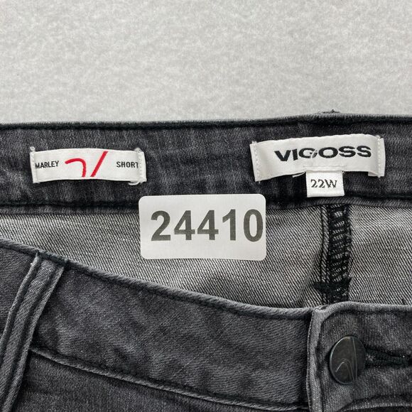 VIGOSS Marley Shorts Women's Plus 22W‎ Black Stretch Denim Distressed Mid Rise - Picture 4 of 11